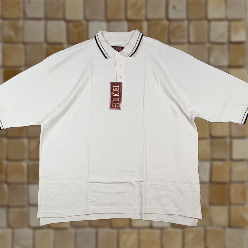 Vintage VINTAGE Equus White Checked Polo Shirt 2XL Relaxed Fit Short Sleeve Collared Casual Golf 90s Mens Size US XXL / EU 58 / 5 - 1 Thumbnail