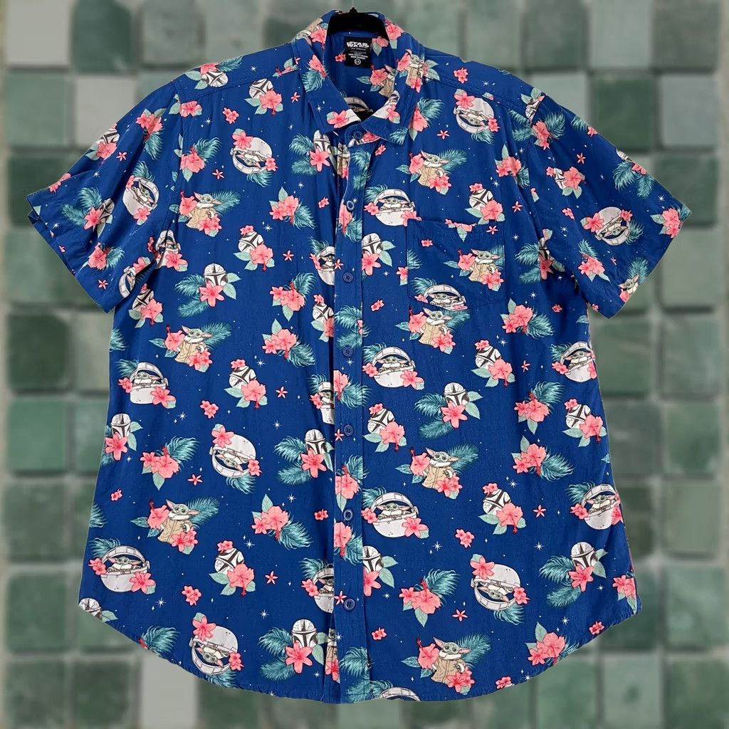 Star Wars Star Wars x Our Universe Button-Up Shirt Mens Large Blue Grogu Hawaiian Casual Size US L / EU 52-54 / 3 - 1 Thumbnail