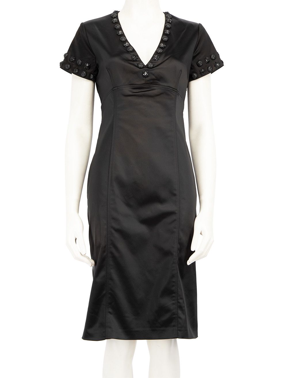 Black Embellished Detail Midi Dress