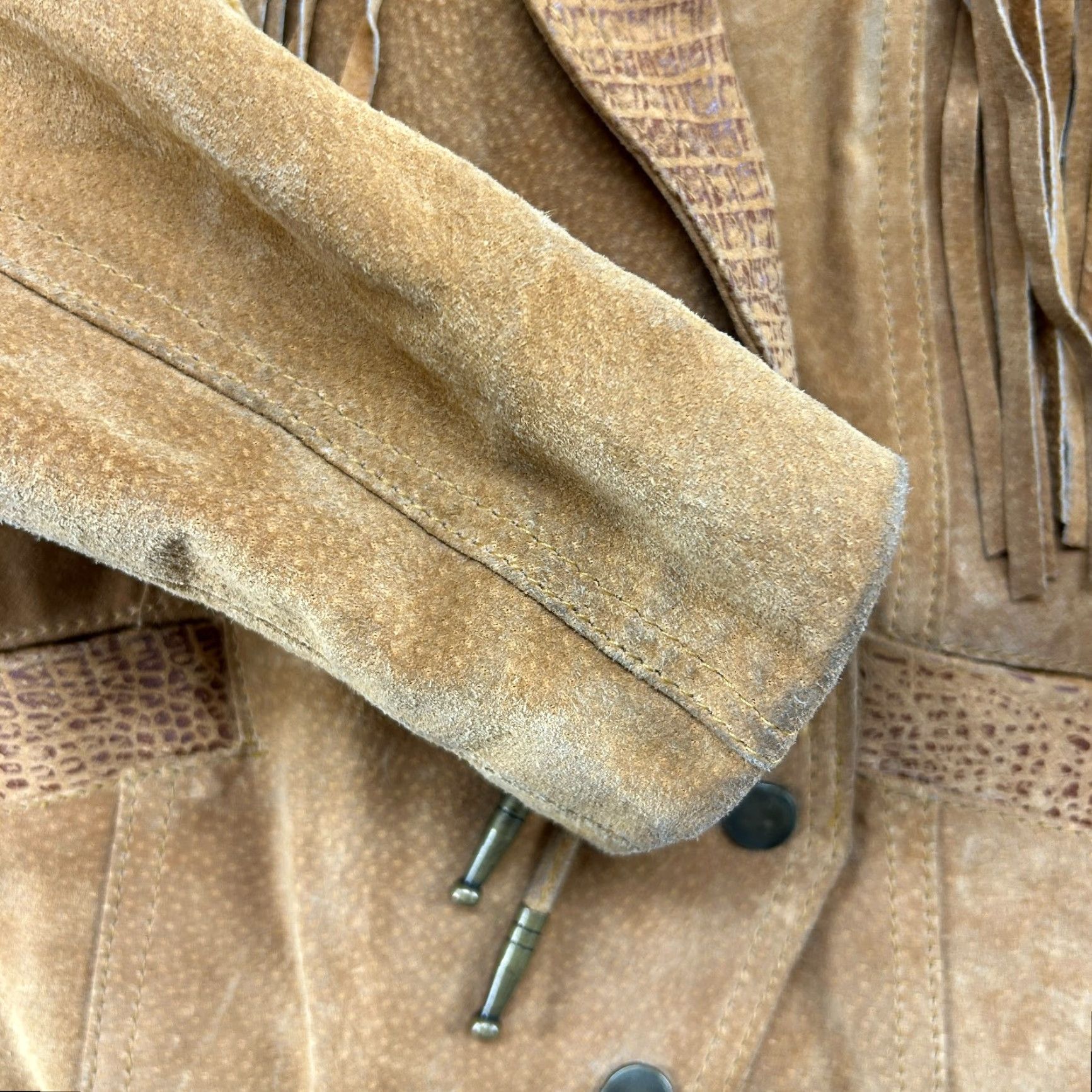 Vintage VINTAGE Winlit Leather Jacket Women Small Brown Suede Fringe Genuine Western 90s Size S / US 4 / IT 40 - 4 Thumbnail