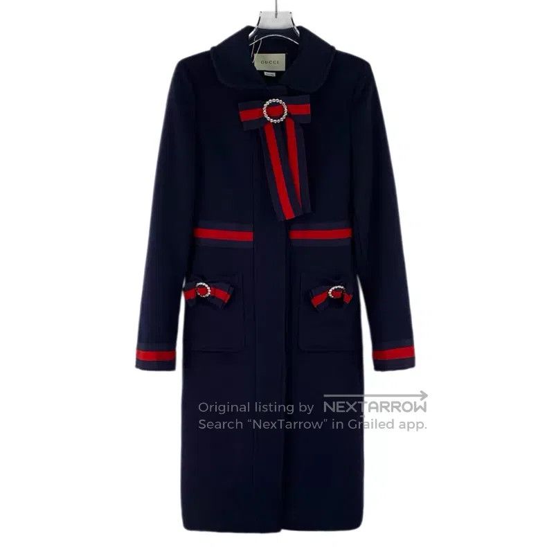 Gucci Gucci Dark blue bow ring diamond design wool lapel long-sl Size XS / US 0-2 / IT 36-38 - 1 Thumbnail