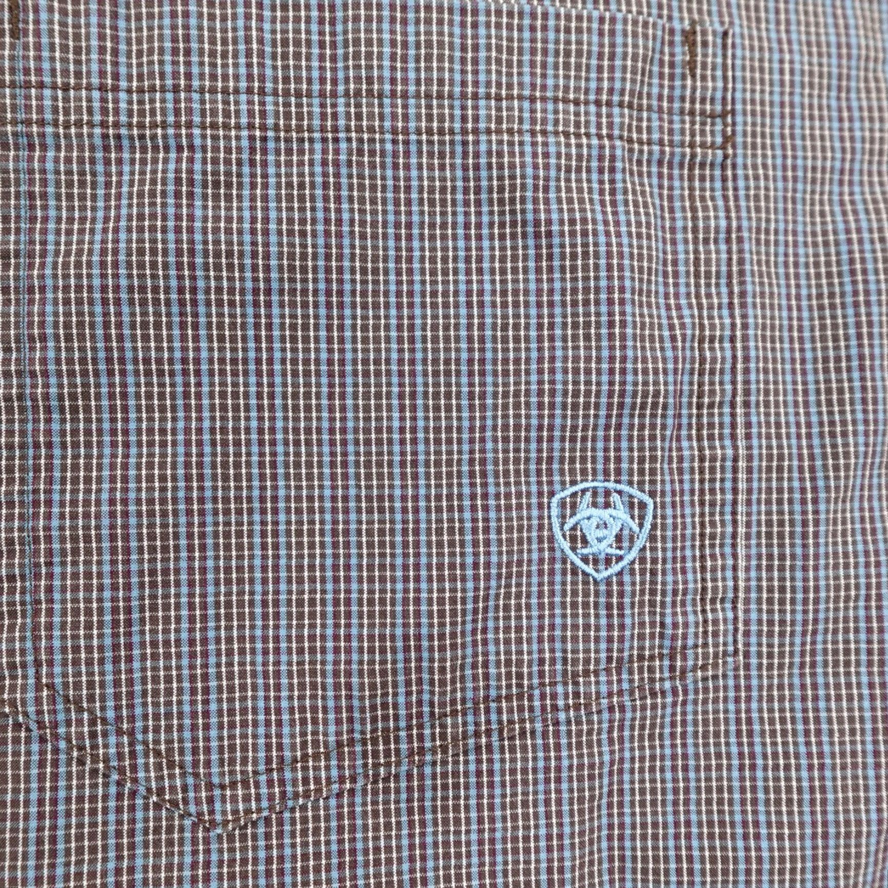 Ariat Ariat Pro Series Shirt Mens Large Brown Blue Plaid Button Down Western Rodeo Size US L / EU 52-54 / 3 - 3 Thumbnail
