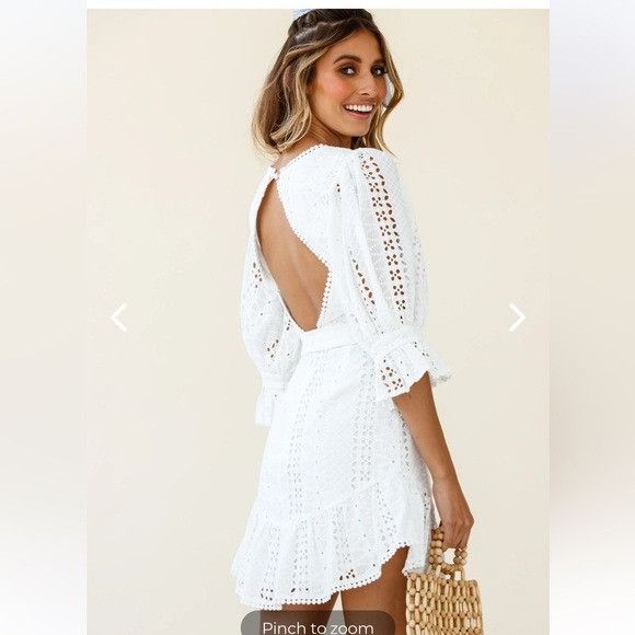 Other INDIKAH Sweet Sunshine Cut-Out Back Embroidery Dress White Size M / US 6-8 / IT 42-44 - 2 Thumbnail