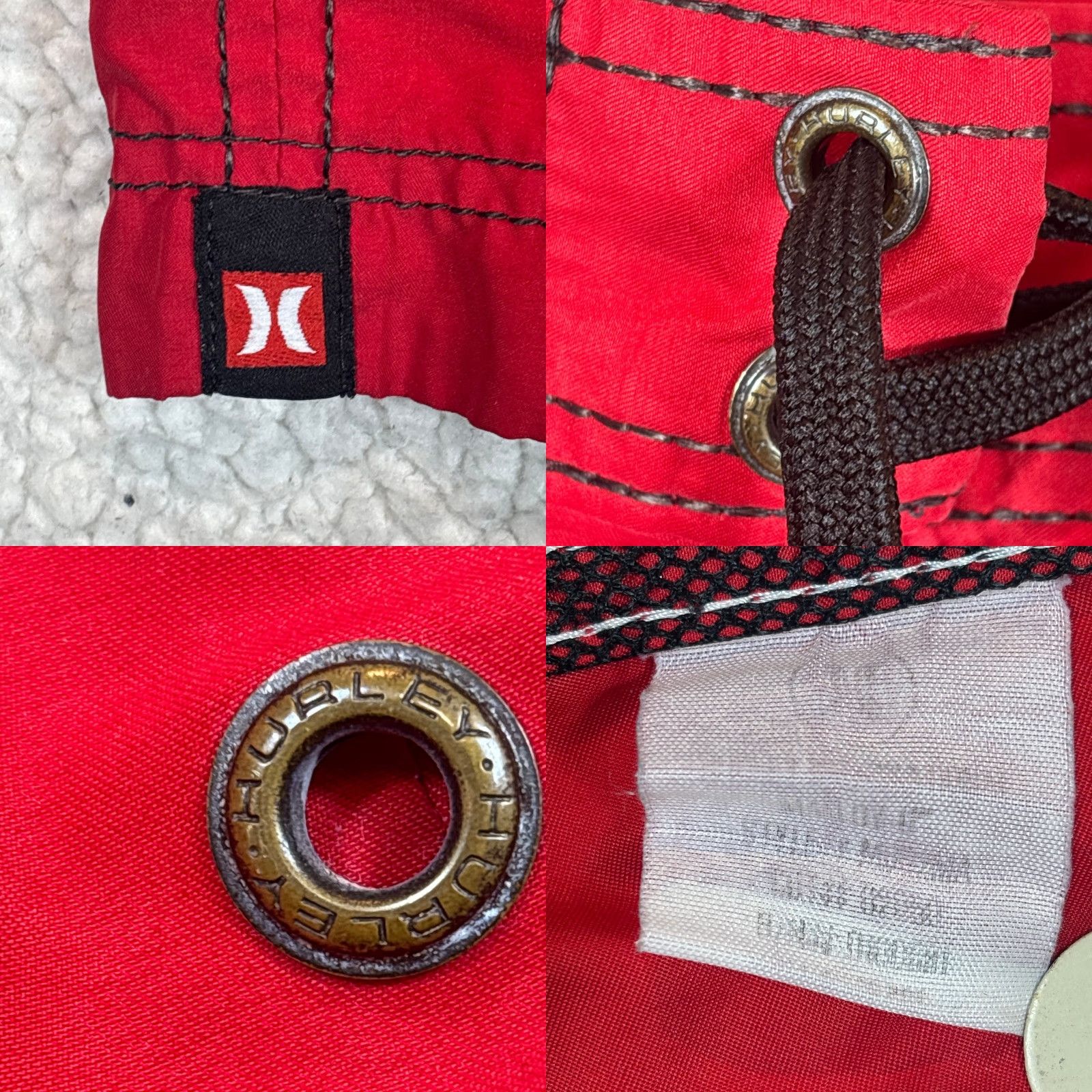 Hurley VINTAGE Hurley Board Shorts Mens 34 Red Surf Trunks Y2K Baggy Drawstring Muscle 34 Mens Red Board Shorts Size US 34 / EU 50 - 8 Thumbnail