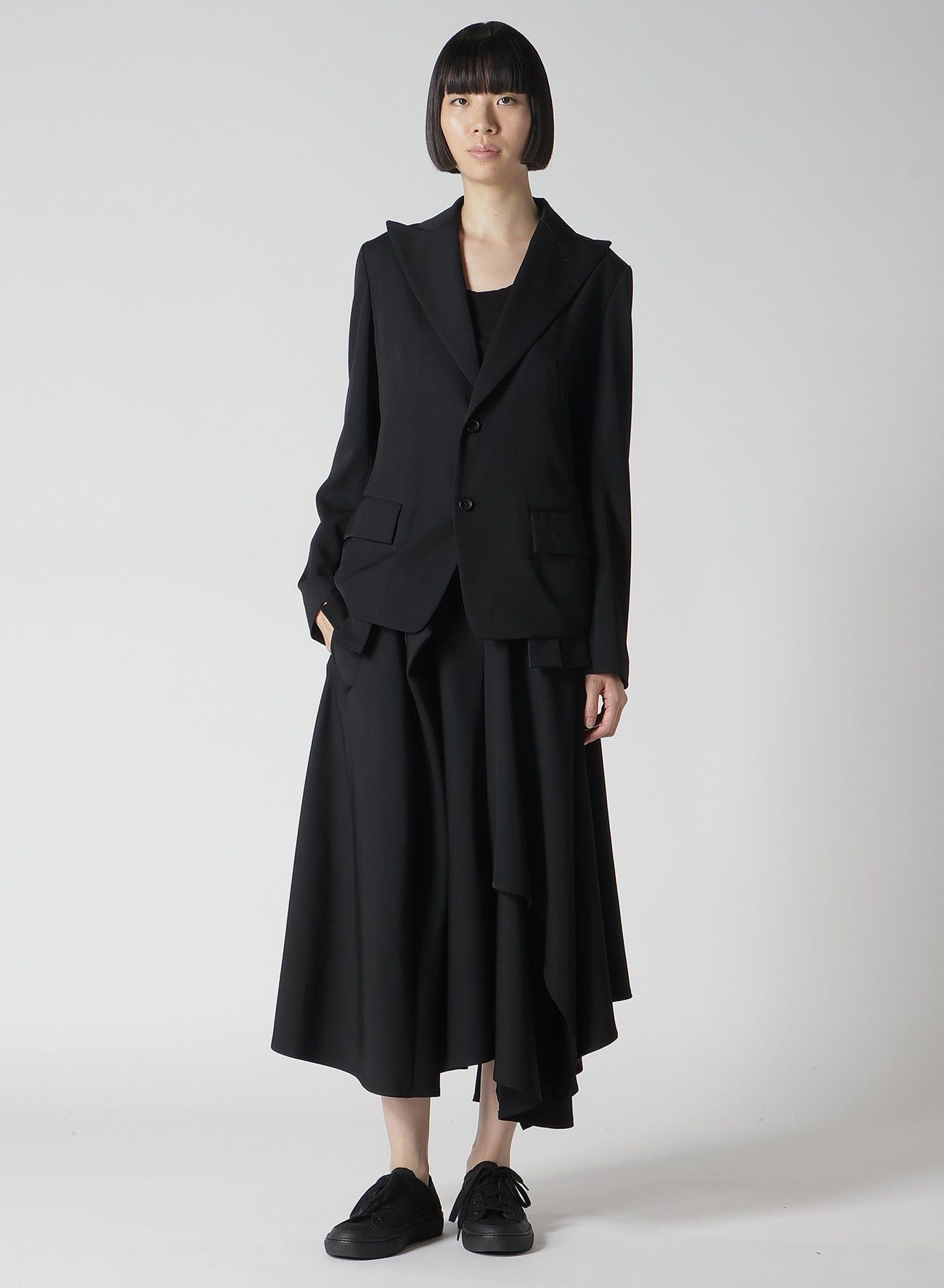 Yohji Yamamoto Yohji Yamamoto - W/Gabardine Asymmetrical R GATHERED SKIRT Size 32" / US 10 / IT 46 - 4 Thumbnail