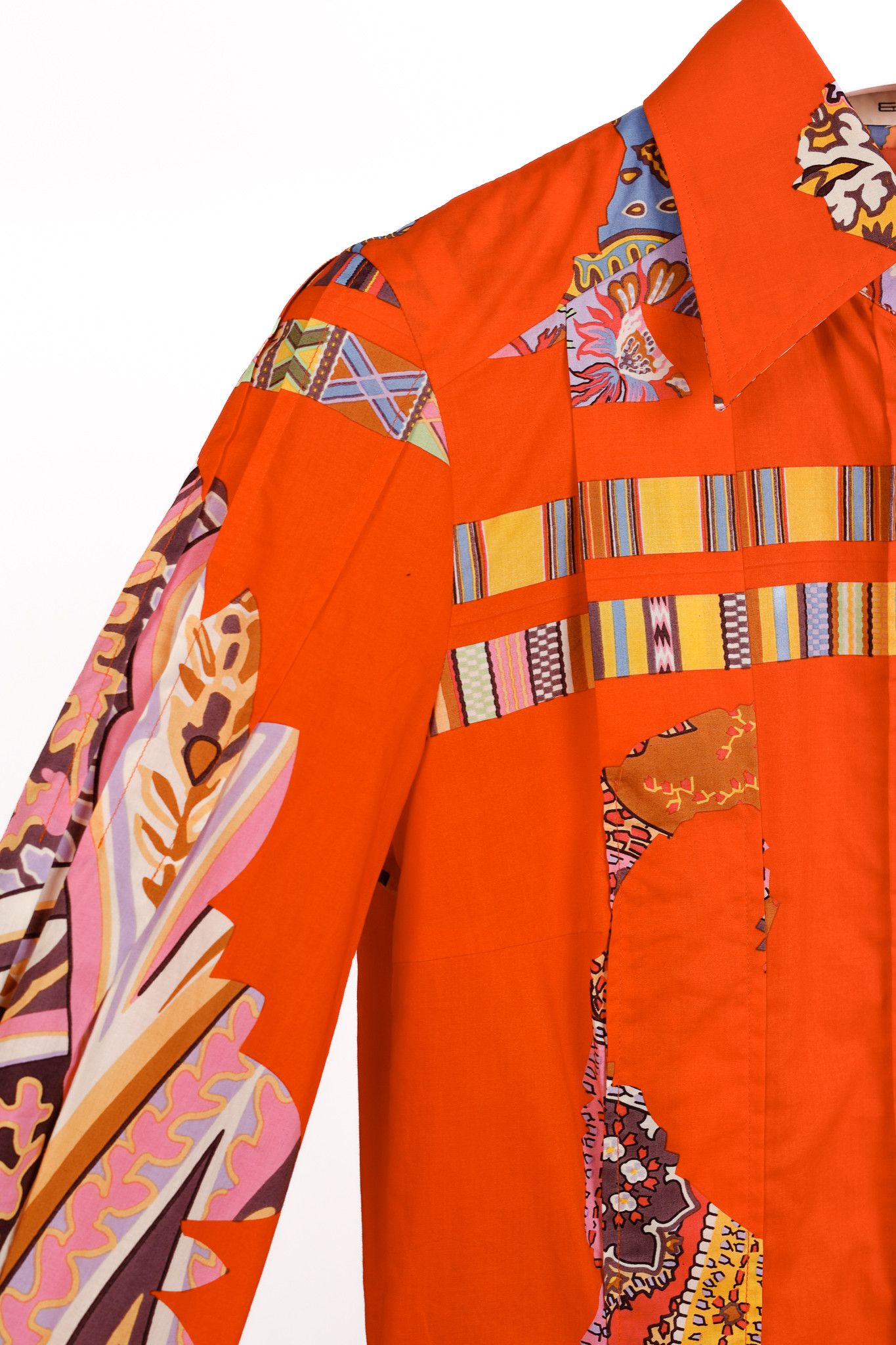 Etro Etro Vintage Orange Printed Cotton Shirt Dress Size M / US 6-8 / IT 42-44 - 5 Thumbnail