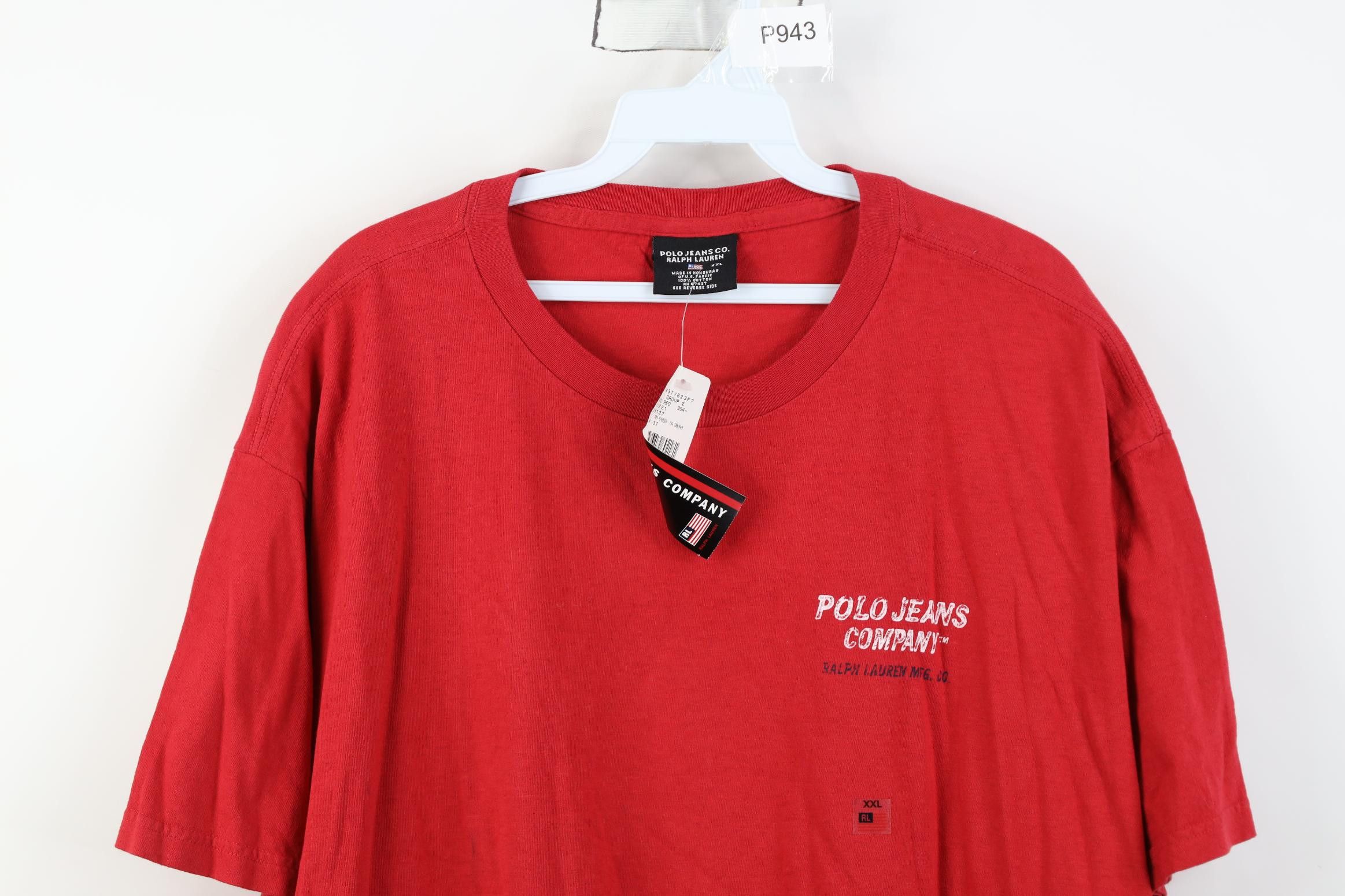 Polo Ralph Lauren Deadstock Vintage 90s Ralph Lauren Chalk Stencil T-Shirt Red Size US XXL / EU 58 / 5 - 2 Thumbnail