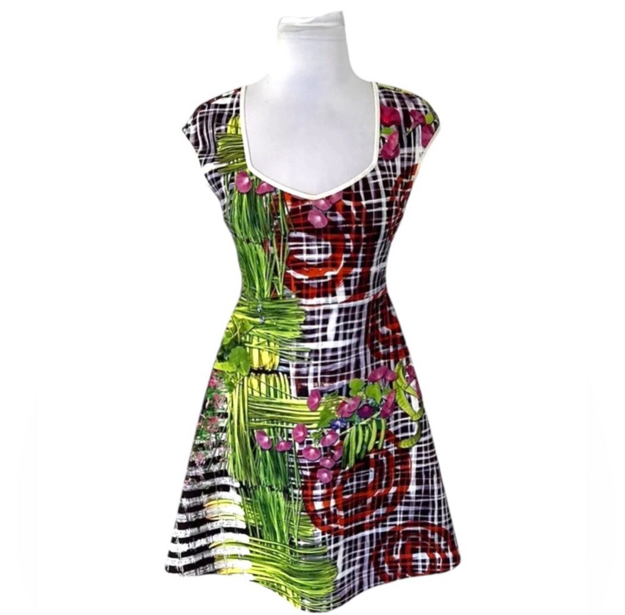 Clover Canyon CLOVER CANYON Aline Neoprene Mini Multicolor Flora Y2K Dress Size S / US 4 / IT 40 - 1 Thumbnail