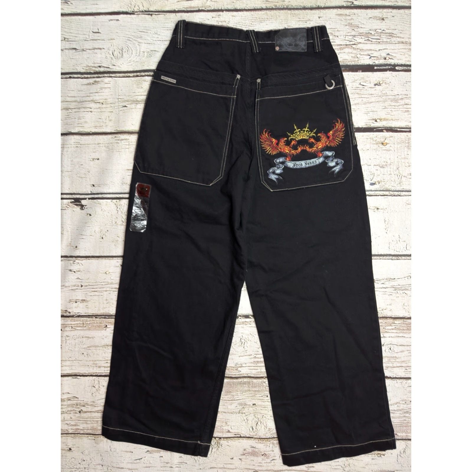 VINTAGE JNCO Jeans Baggy 90s Black Denim Casual Adult 32x30 Hip