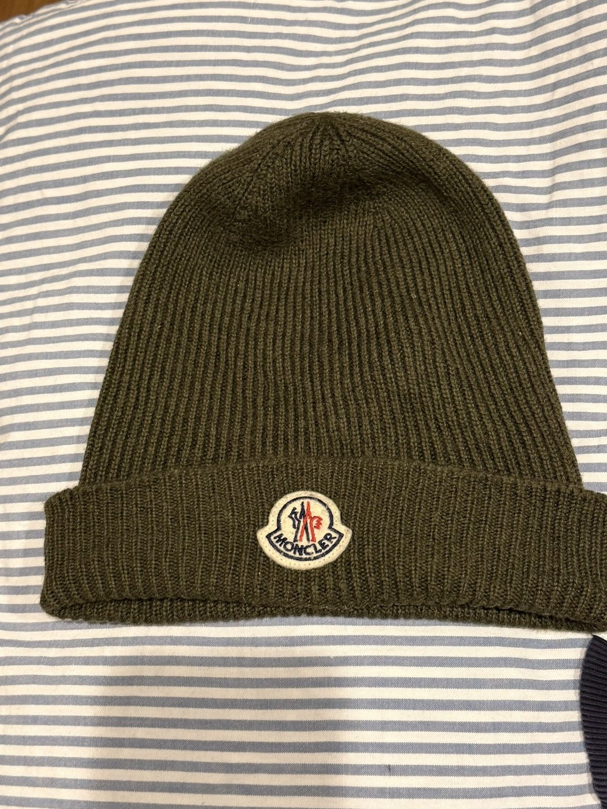 Moncler Moncler Grenoble Knitted Wool Beanie in Green Size ONE SIZE - 2 Thumbnail