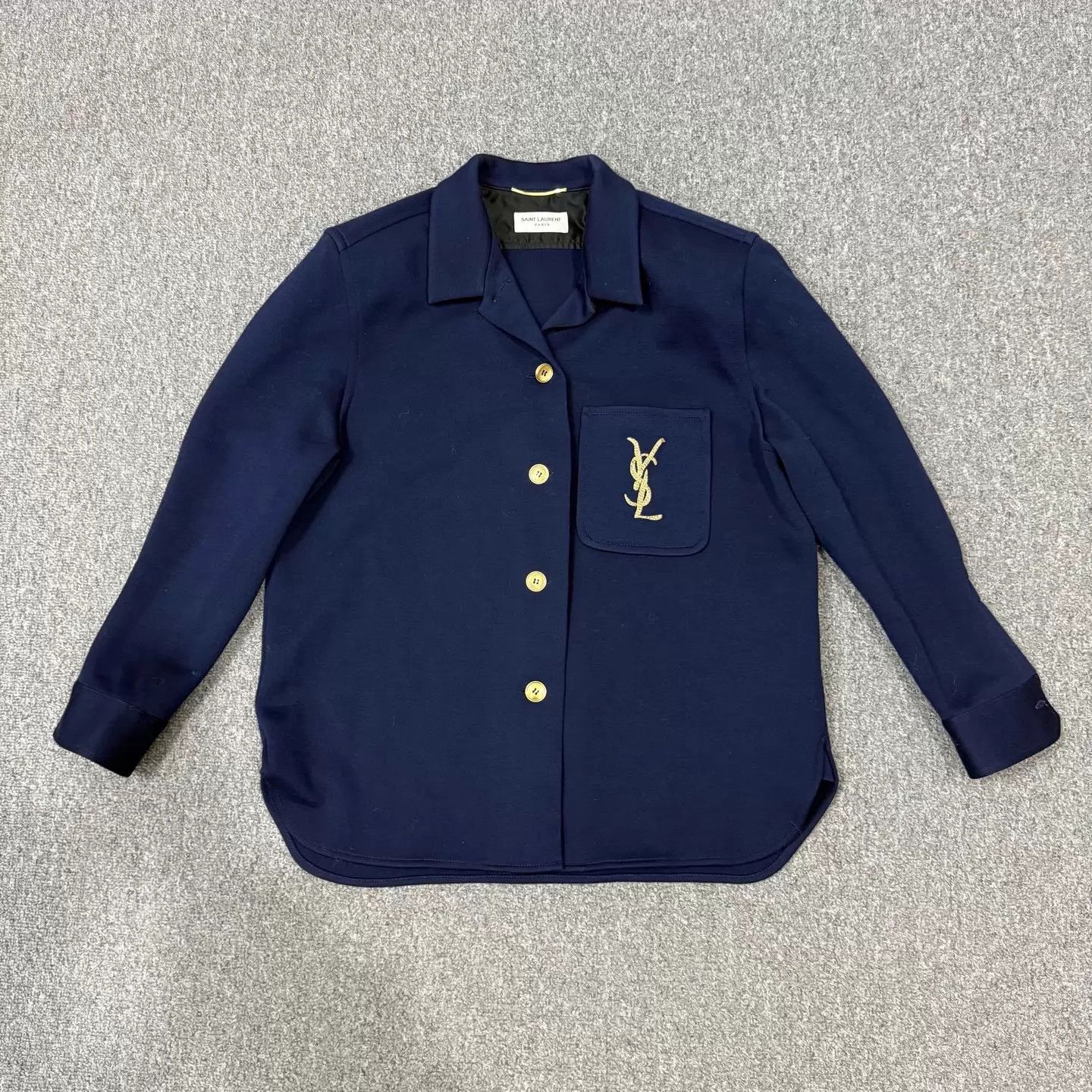 Saint Laurent Paris SLP navy blue wool gold embroidery jacket 40 Size S / US 4 / IT 40 - 1 Thumbnail