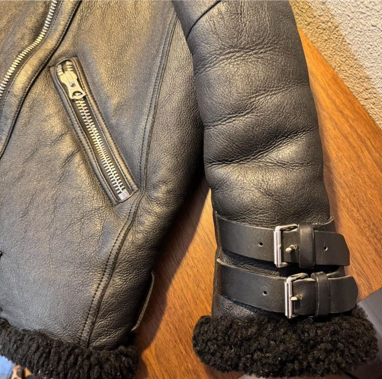 Acne Studios Acne Studios Shearling Biker Jacket — Black (Size S) Size US S / EU 44-46 / 1 - 4 Thumbnail