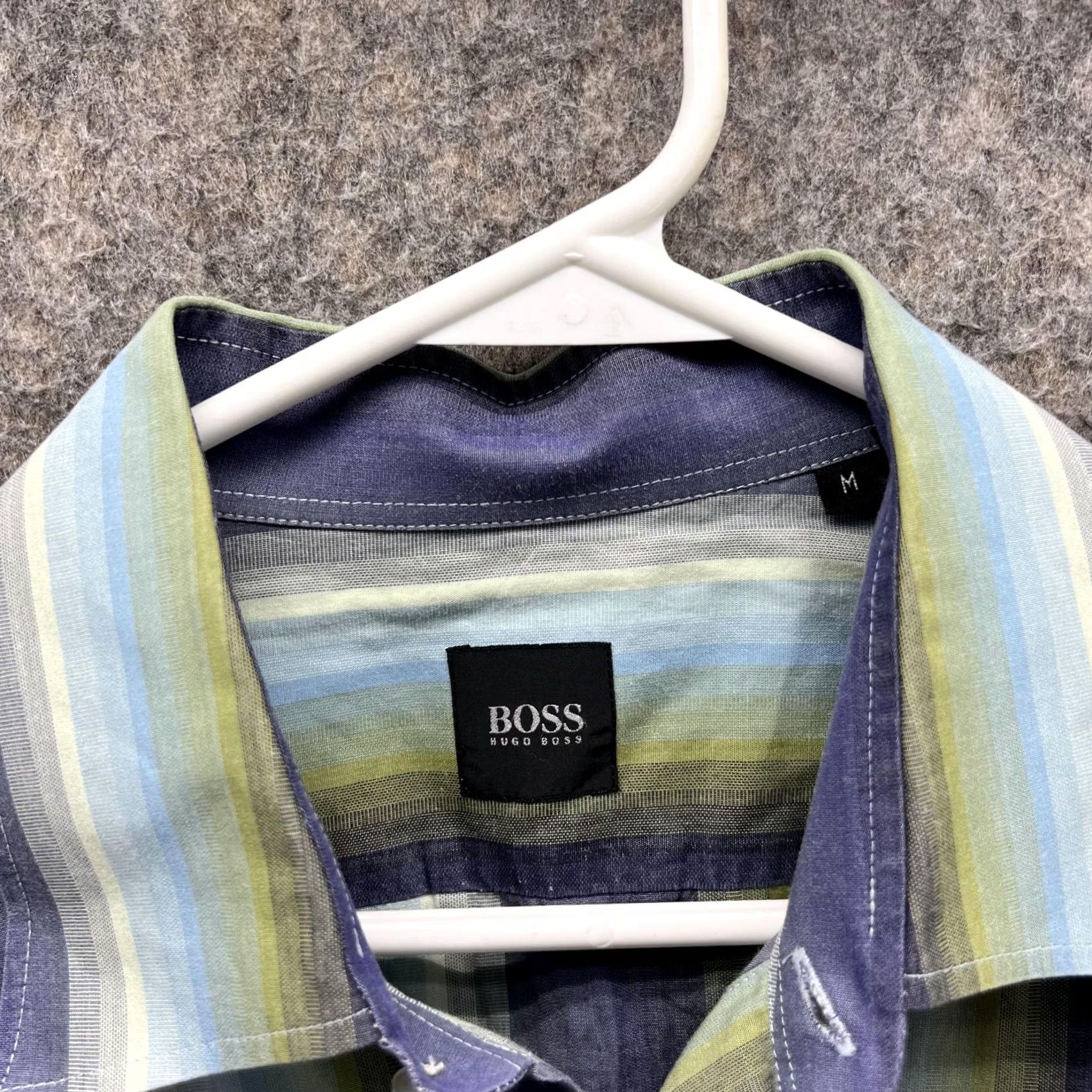 Hugo Boss VINTAGE Hugo Boss Shirt Men Medium Adult Blue Striped Button-Down Casual Formal Workwear 42 in Cotton Long Sleeve Regular Mens Size US M / EU 48-50 / 2 - 5 Thumbnail