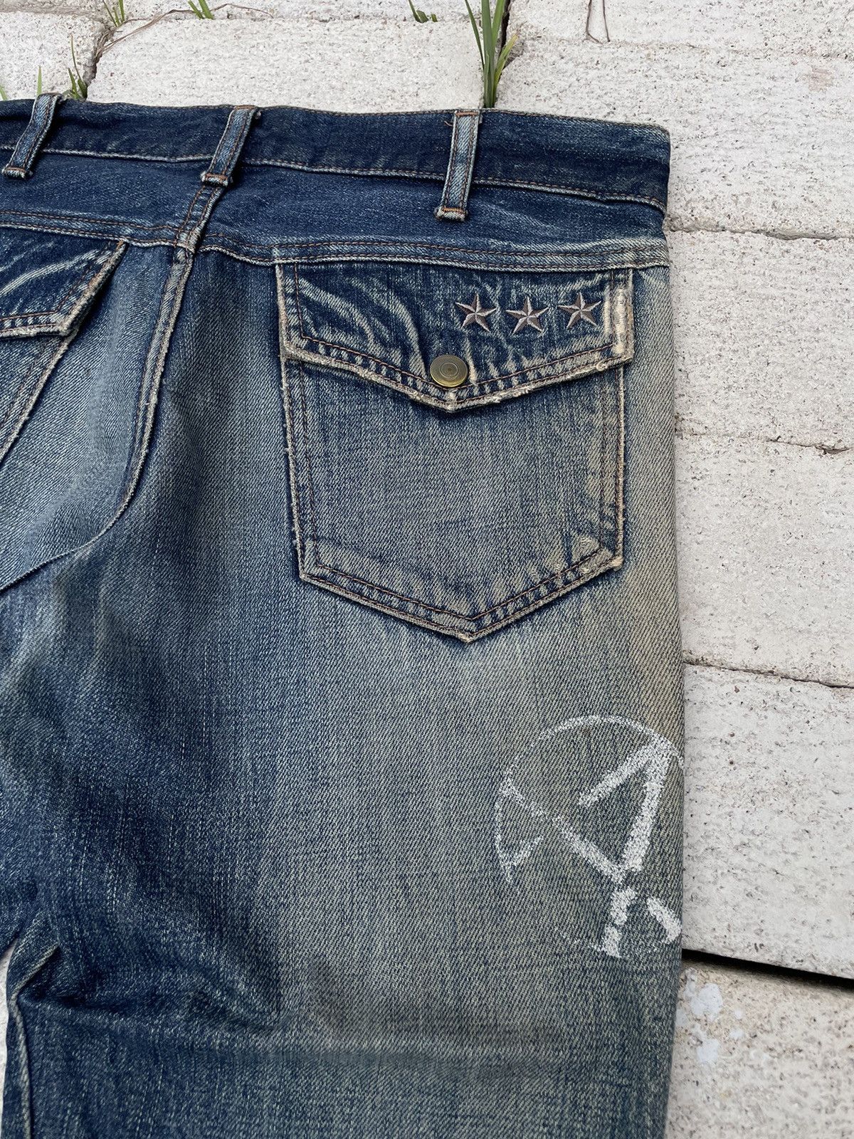 Boycott × If Six Was Nine × Japanese Brand Boycott 3 Stars Mud Wash Clawmark Distressed Denim (A23) Size US 31 - 13 Thumbnail