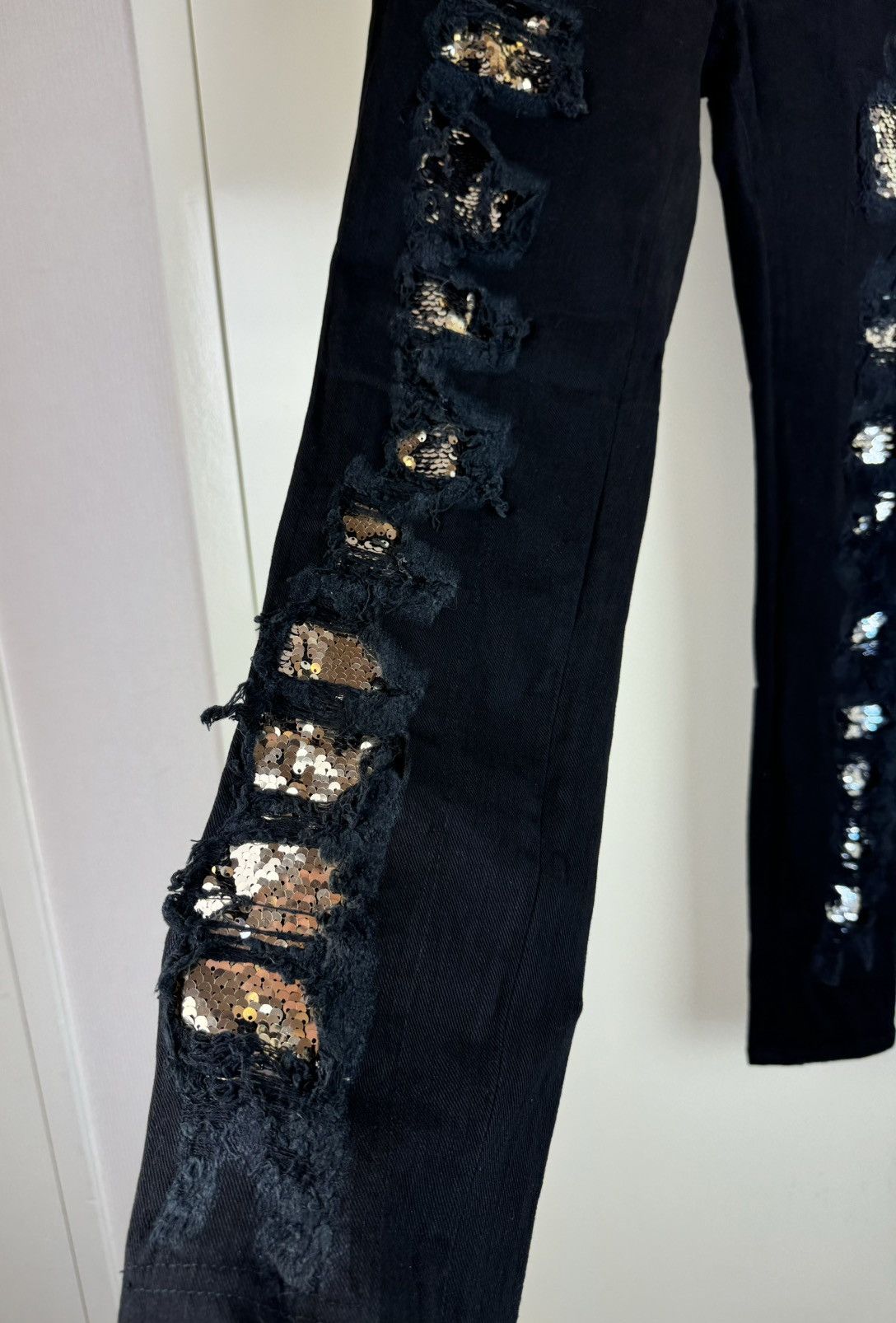 Just Cavalli Roberto Cavalli Y2K streetwear jeans sequins distressed 29 Size 29" - 6 Thumbnail