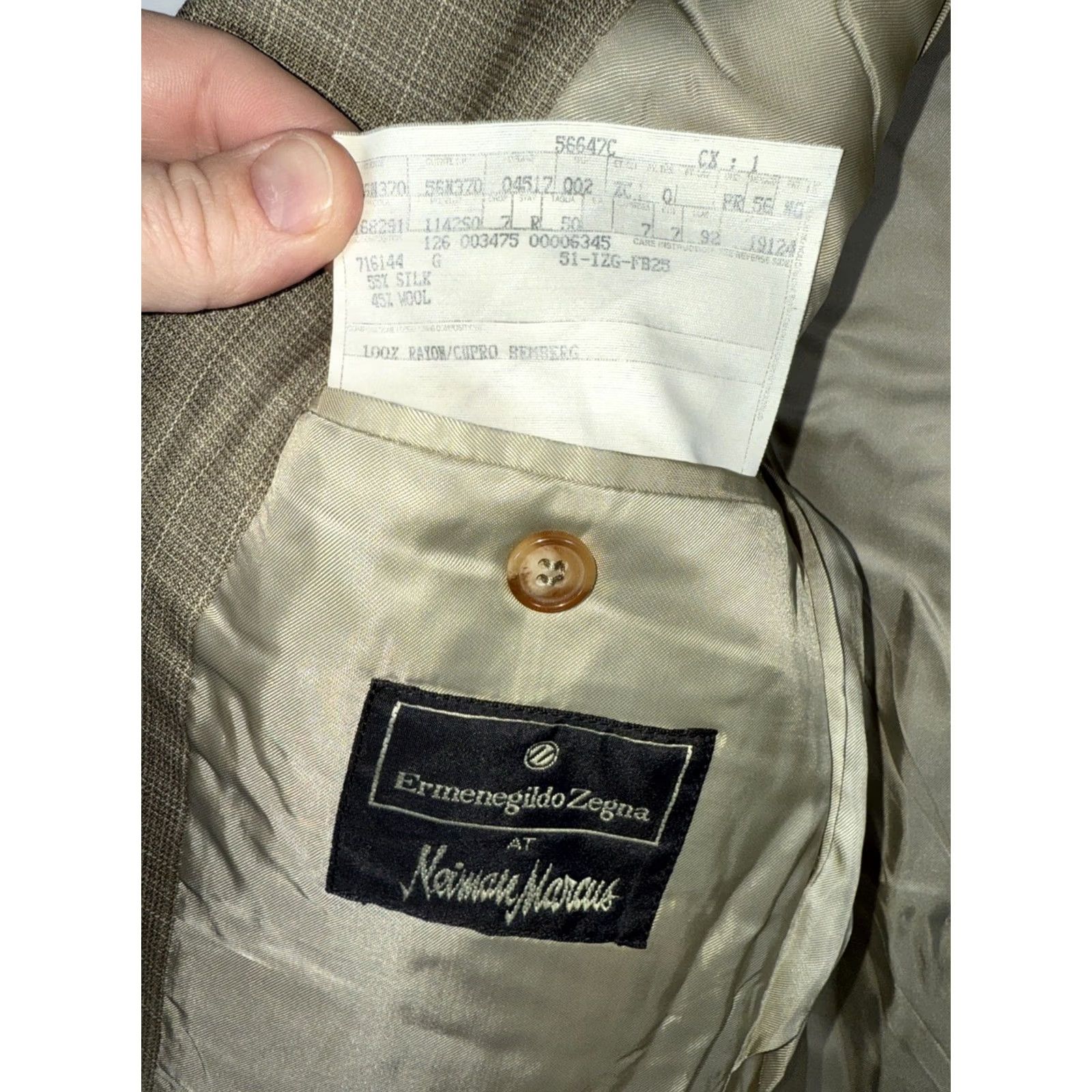 Ermenegildo Zegna Ermenegildo Zegna Sport Coat Mens 40 Tan Silk Wool Plaid 3-button Size US XXS / EU 40 - 7 Thumbnail