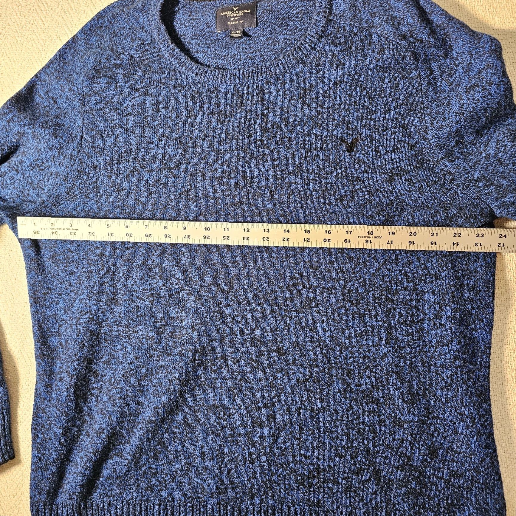American Eagle Outfitters American Eagle Outfitters Sweater Men XL Classic Fit Crew Neck Wool Blend Blue Black Marled Knit Pullover All Seasons Baggy? (Oops) Size US XL / EU 56 / 4 - 5 Thumbnail