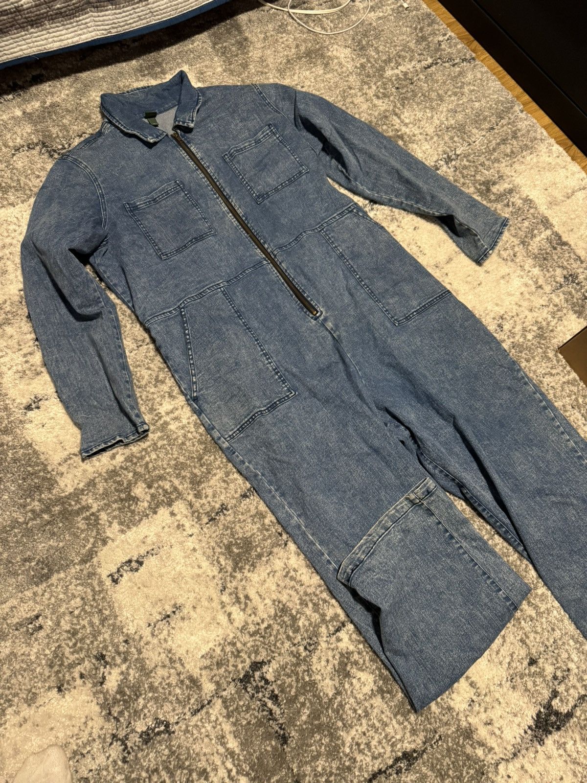 Vintage Full Denim Zip Up Jumpsuit Size US 36 / EU 52 - 2 Thumbnail