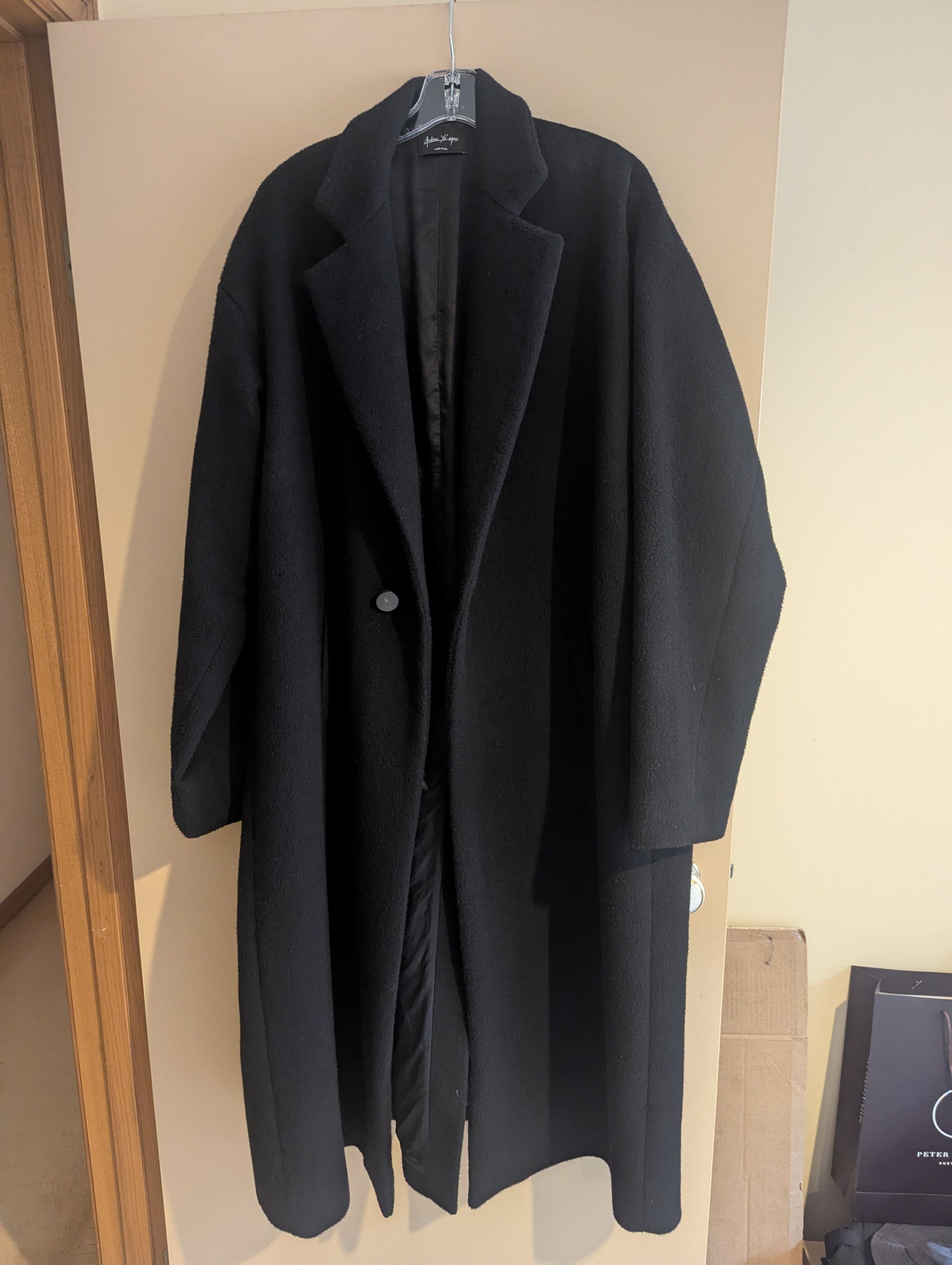 Long oversized wool cashmere blend coat