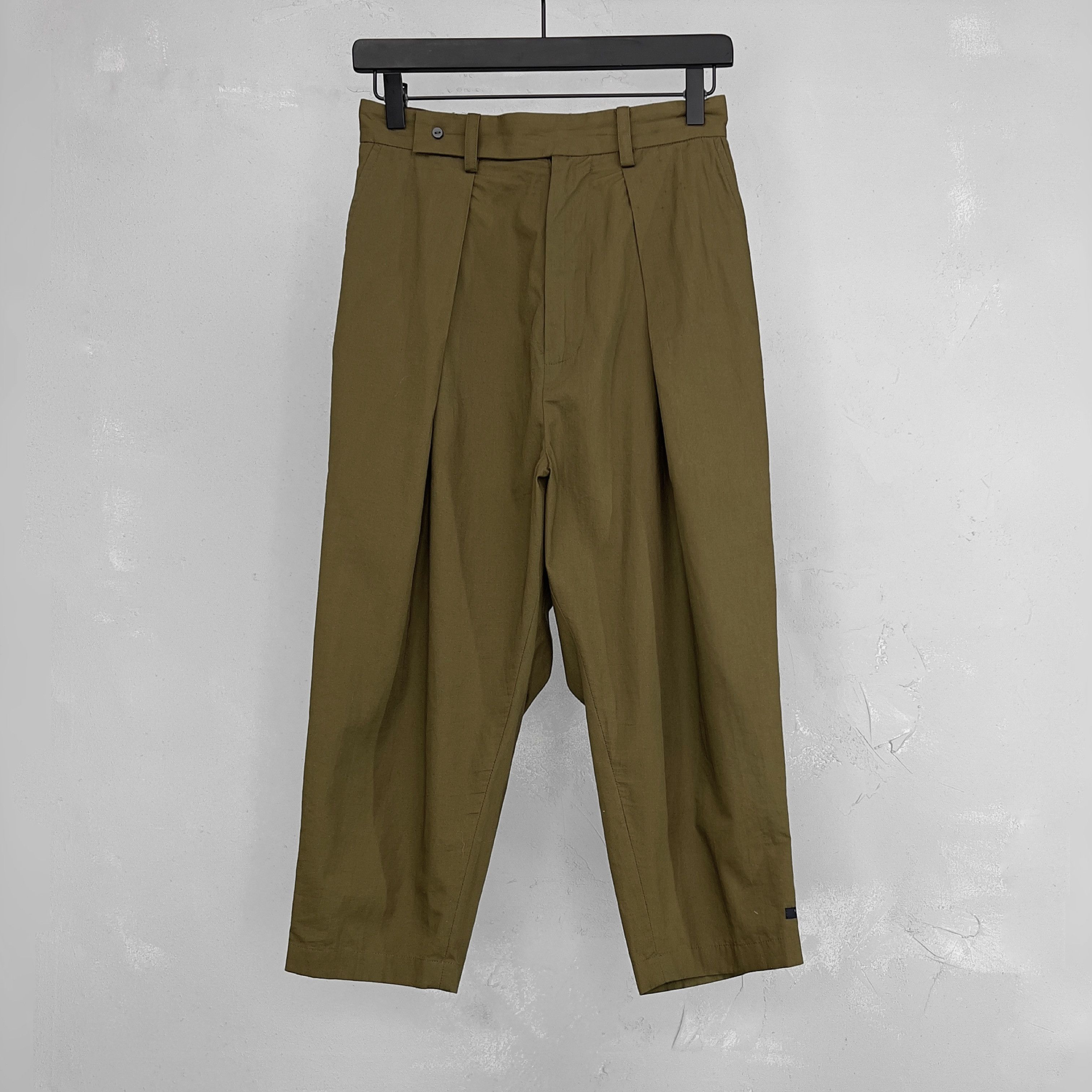 image of Regulation Yohji Yamamoto 2013 Drop Crotch Pleated Trousers in Green, Women's (Size 26)