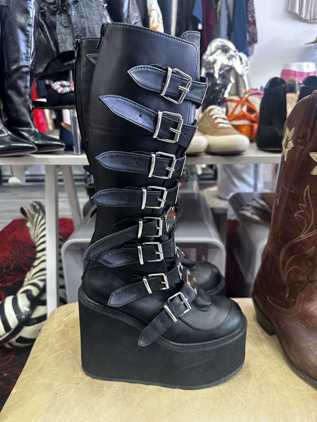 Demonia Cult Demonia Black Platform Boot Size US 9 / IT 39 - 2 Thumbnail