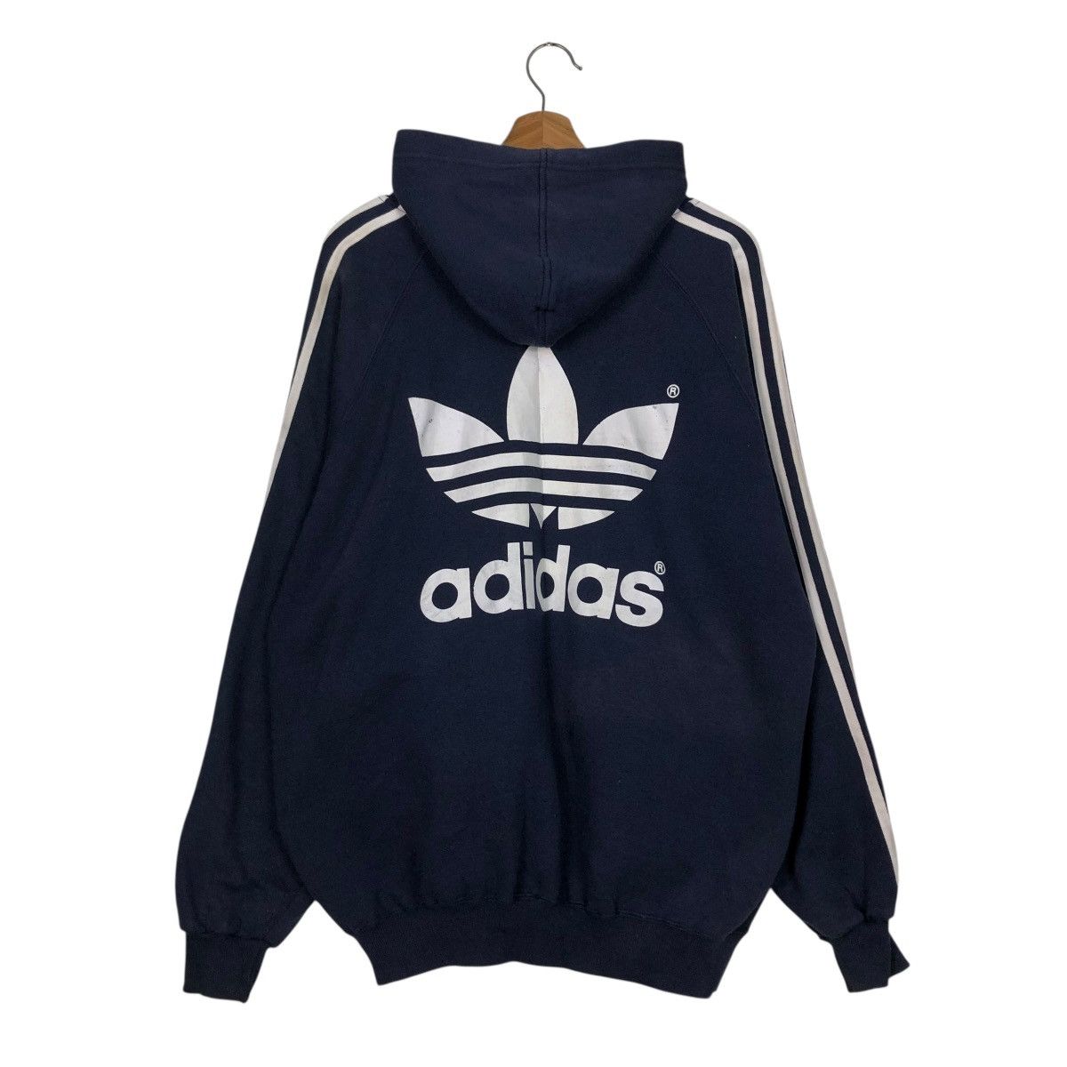 Adidas 🔥VINTAGE ZIPPER HOODIE JACKET ADIDAS BIG LOGO BACK HIT Size US L / EU 52-54 / 3 - 10 Thumbnail