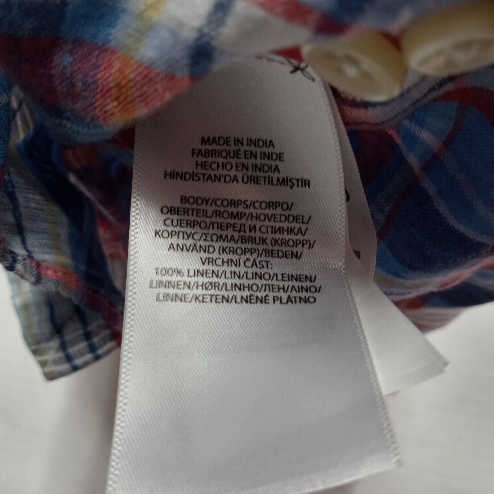Polo Ralph Lauren Shirt Men's S Custom Fit Linen Multi Plaid