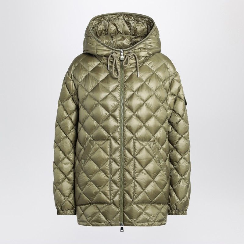 ダウンジャケット・コート Moncler Green Quilted Jacket In Nylon Moncler Dark Green Quilted Nylon Zip Front Down Jacket XXL