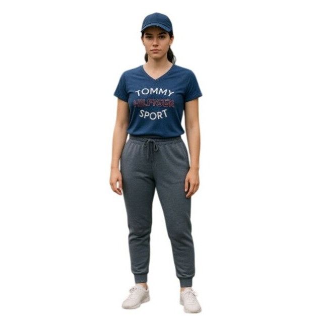 Tommy Hilfiger Tommy Hilfiger Sport S Blue V-Neck Logo Tee Graphic T-Shirt Size S / US 4 / IT 40 - 1 Thumbnail
