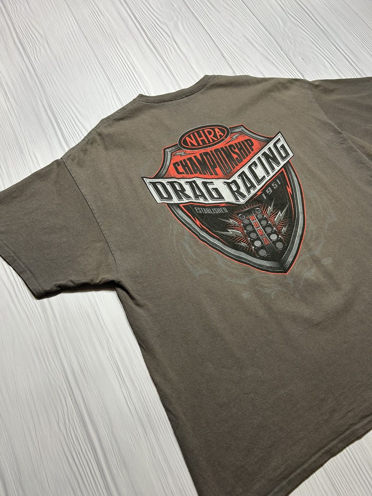 Vintage Vintage 90s NHRA Championship Drag Racing T-Shirt Size US XXL / EU 58 / 5 - 3 Thumbnail