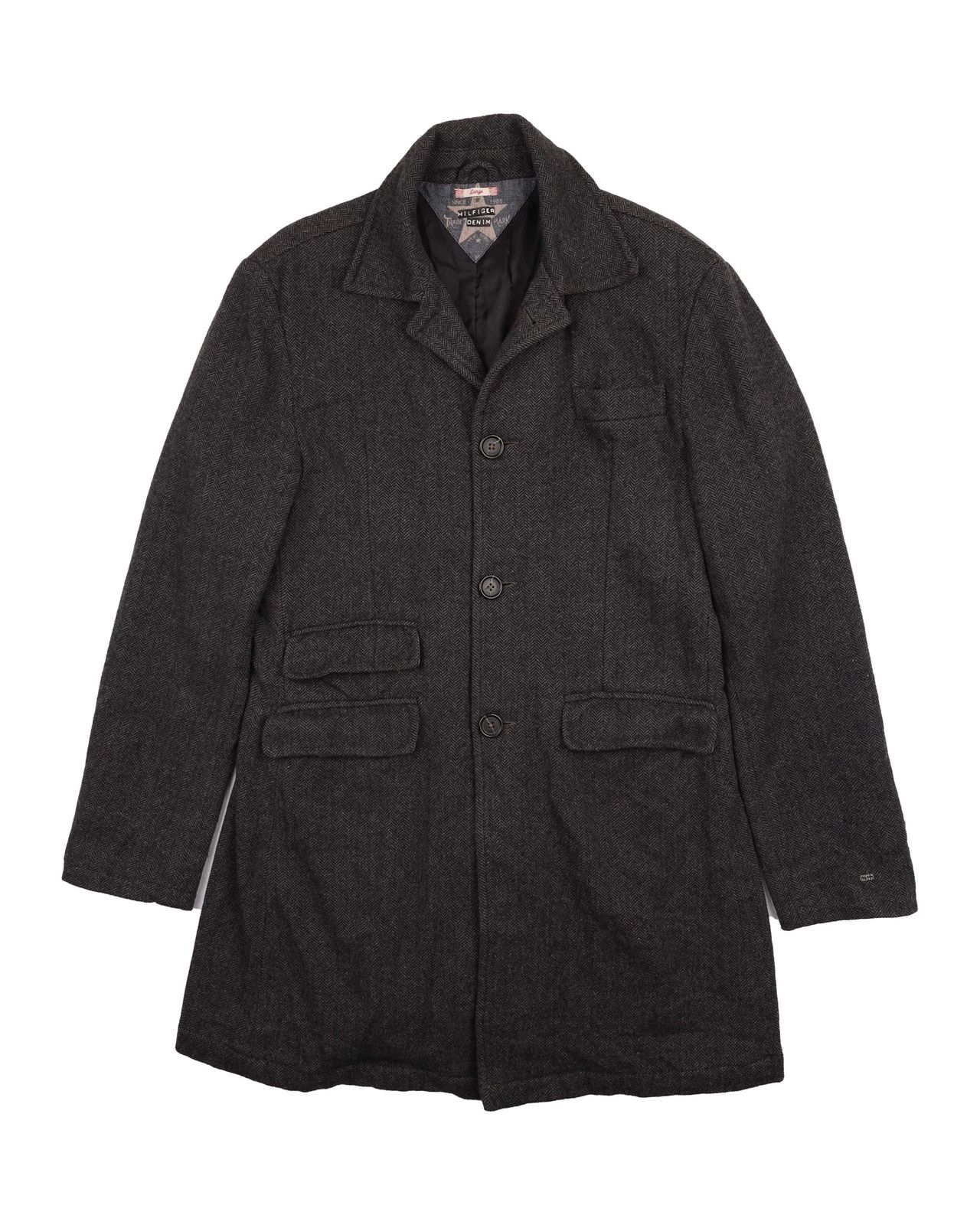 Tommy Hilfiger Tommy Hilfiger Denim Coat Wool Blend Jacket Grey Size L Size US L / EU 52-54 / 3 - 1 Thumbnail