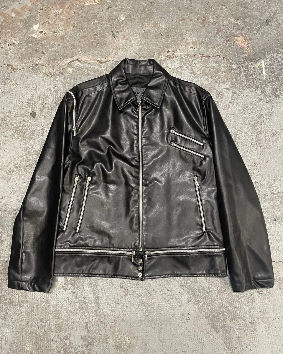 Versace 2000s Versace Multi Zips Black Eco Leather Jacket Size US M / EU 48-50 / 2 - 1 Thumbnail