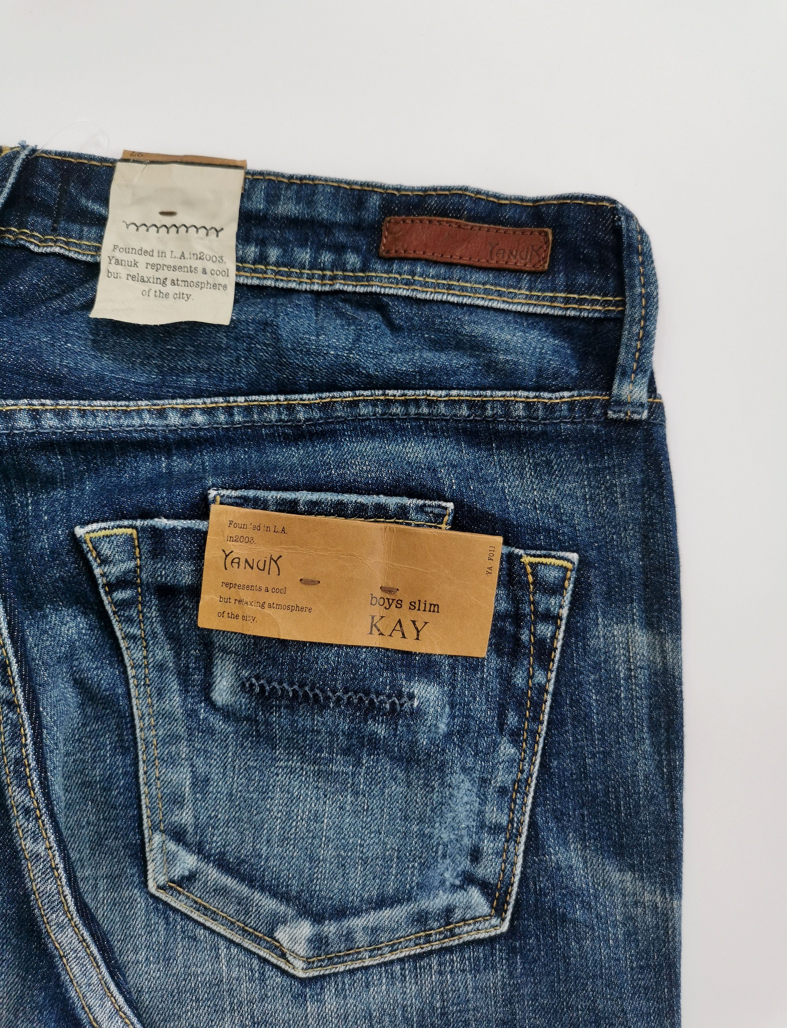 Kapital Yanuk "Dino Rule" Distressed Slim Straight Denim Jeans (NWT) Size US 31 - 8 Thumbnail
