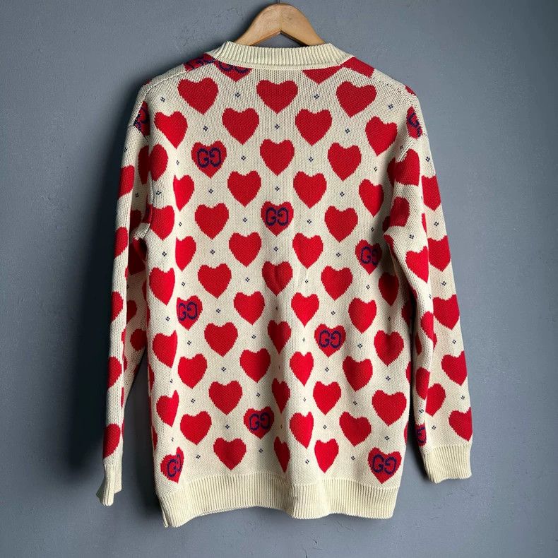 Gucci Gucci V-neck love print long-sleeved knitted cardigan jacke Size US XS / EU 42 / 0 - 2 Thumbnail