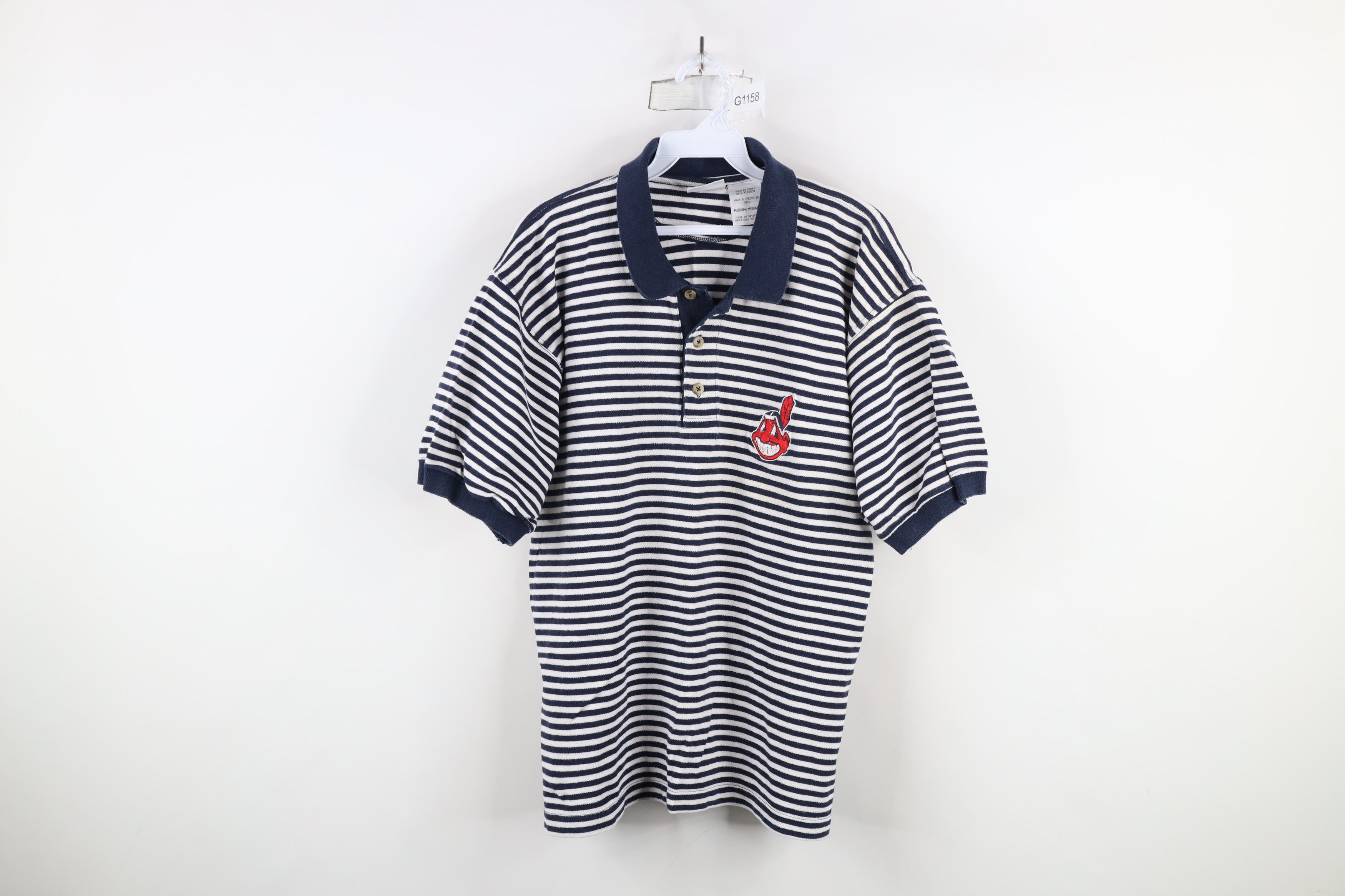 Vintage Vintage 90s Wahoo Cleveland Indians Baseball Polo Striped Size US M / EU 48-50 / 2 - 1 Thumbnail