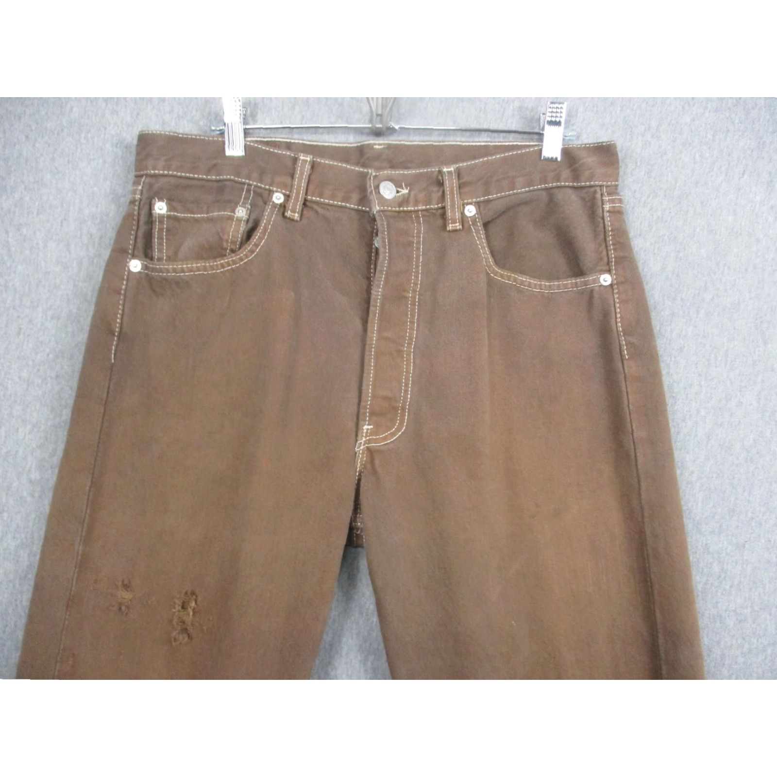 Levi's VINTAGE Levis 501 Jeans Mens 34x32 Brown Button Fly Straight Leg USA 90s Size US 34 / EU 50 - 2 Thumbnail