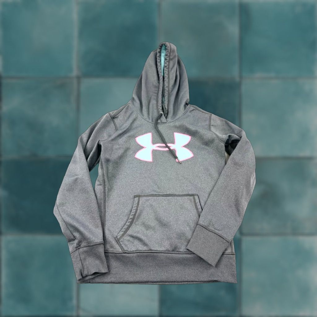 Under Armour Under Armour Hoodie Womens Medium Gray Fleece Lined Storm Long Sleeve Pullover Hooded Raglan Sweatshirt Activewear Size M / US 6-8 / IT 42-44 - 1 Thumbnail