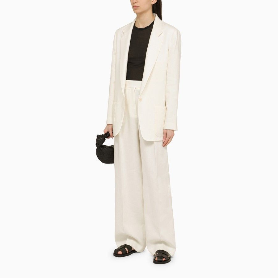 The Row o1d2blof1024 Linen Wide Trouser in White Size 27" / US 4 / IT 40 - 2 Thumbnail