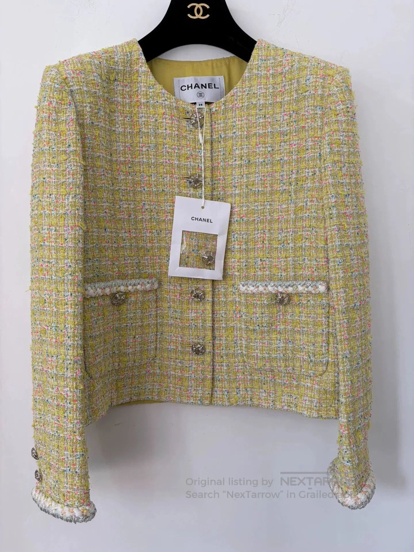 Chanel 24C Yellow Glass Button Knit Jacket 38.