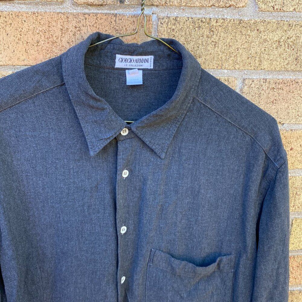 Armani × Giorgio Armani × Vintage Vintage 90s Giorgio Armani Soft Charcoal Button Up Shirt Si Size US L / EU 52-54 / 3 - 7 Thumbnail