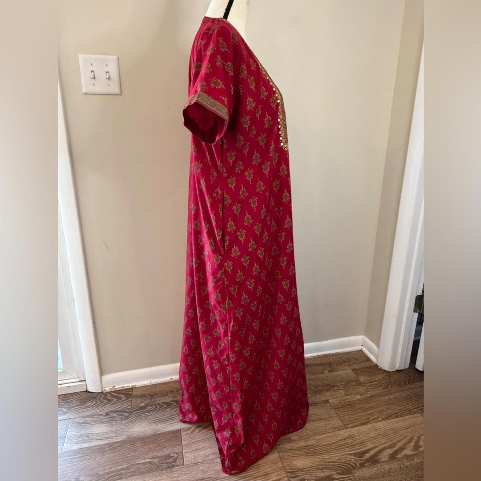 Other Sarra red embroidered ornate maxi sari with pockets SZ 38 Size M / US 6-8 / IT 42-44 - 3 Thumbnail