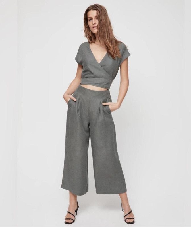 Wilfred Aritzia Brax Wrap Jumpsuit Sagesse Green ( 10 ), Women's (Size 32)