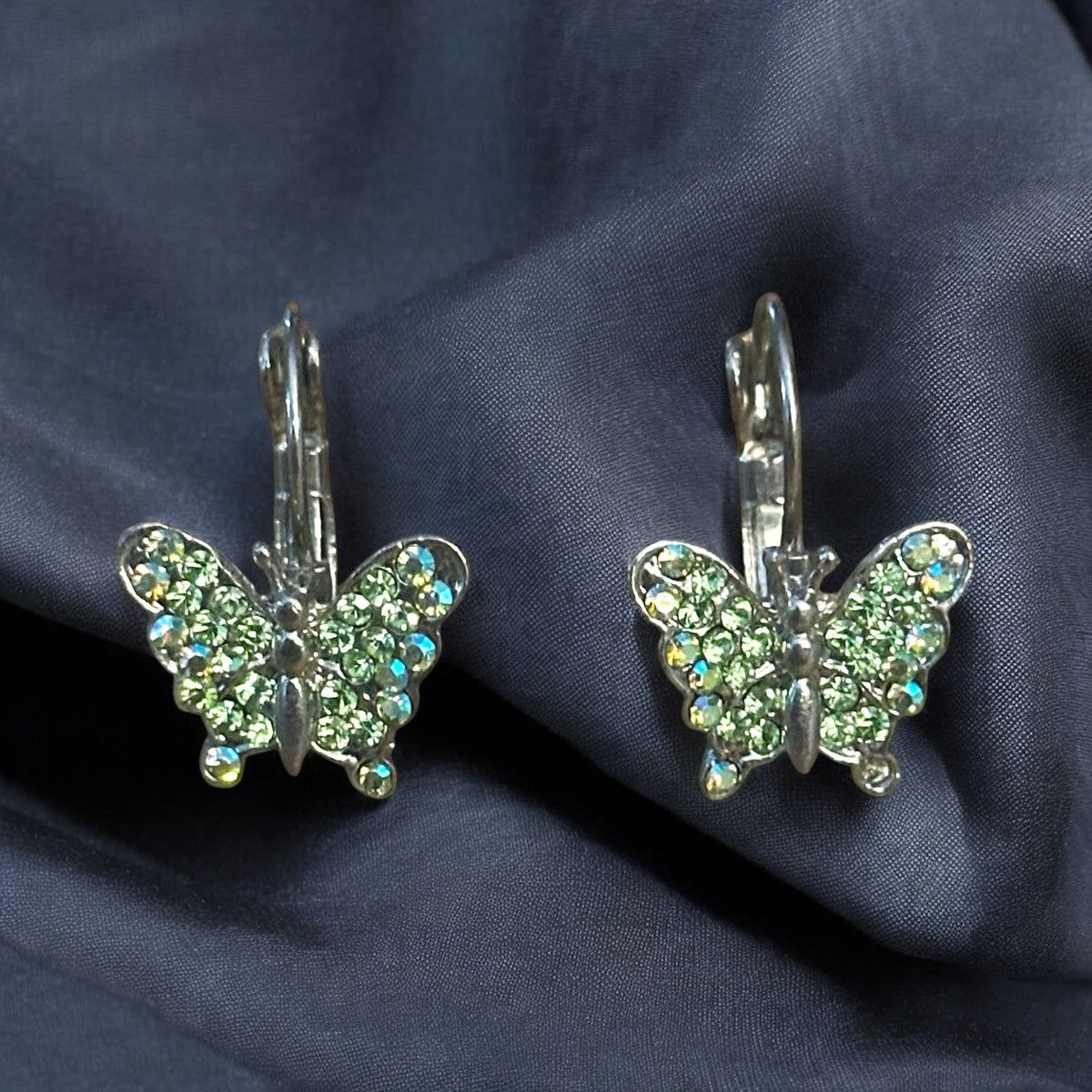 Other Silver tone AB green crystal butterfly leverback earrings Size ONE SIZE - 1 Thumbnail