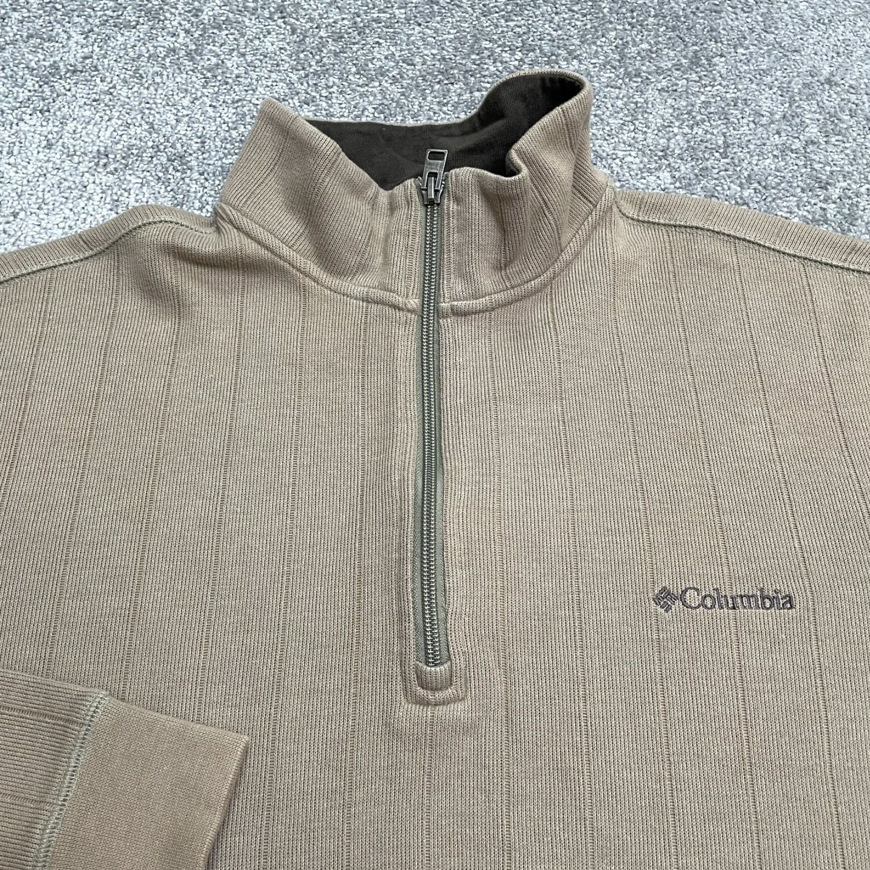 Vintage Columbia Sweater Mens XL 1/4 Zip Pullover Brown Cotton Knit Mock Neck Casual Outdoor Size US XL / EU 56 / 4 - 3 Thumbnail