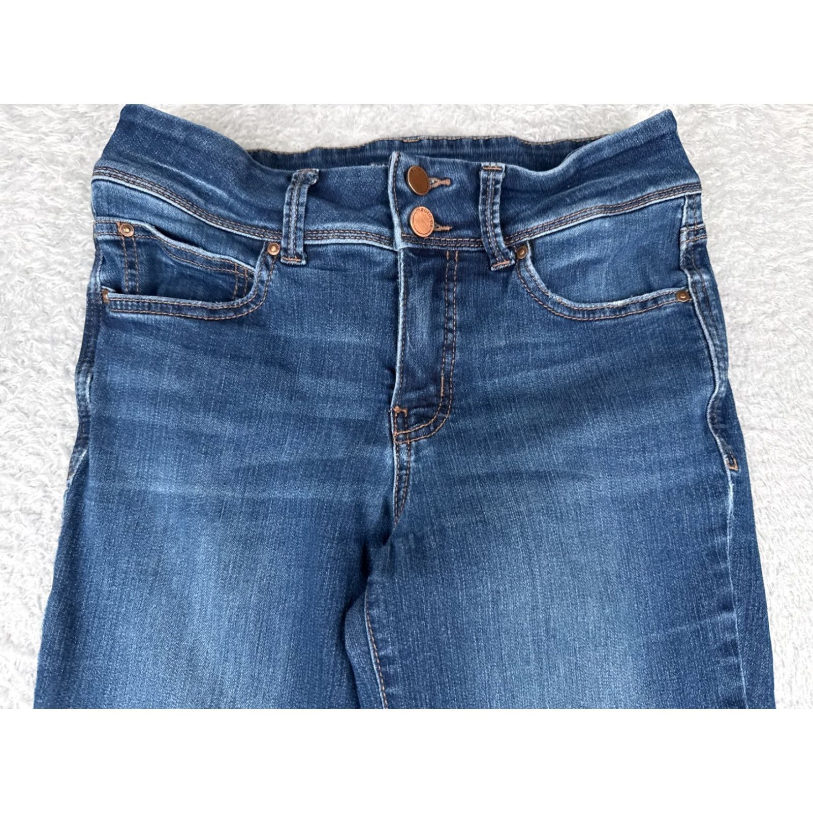 Vintage Maurices Jeans Womens 6 Blue Denim Flared Mid 27x29 5-Pocket Design Distressed Button Zipper Vintage No Size 28" / US 6 / IT 42 - 4 Thumbnail