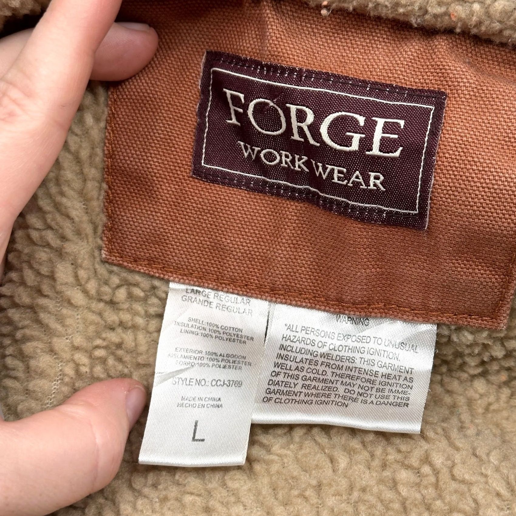 Vintage VINTAGE Forge Workwear Jacket Duck Canvas Sherpa Lined Full Zip Mens Large Brown Orange Bomber Jacket Mens Size US L / EU 52-54 / 3 - 3 Thumbnail