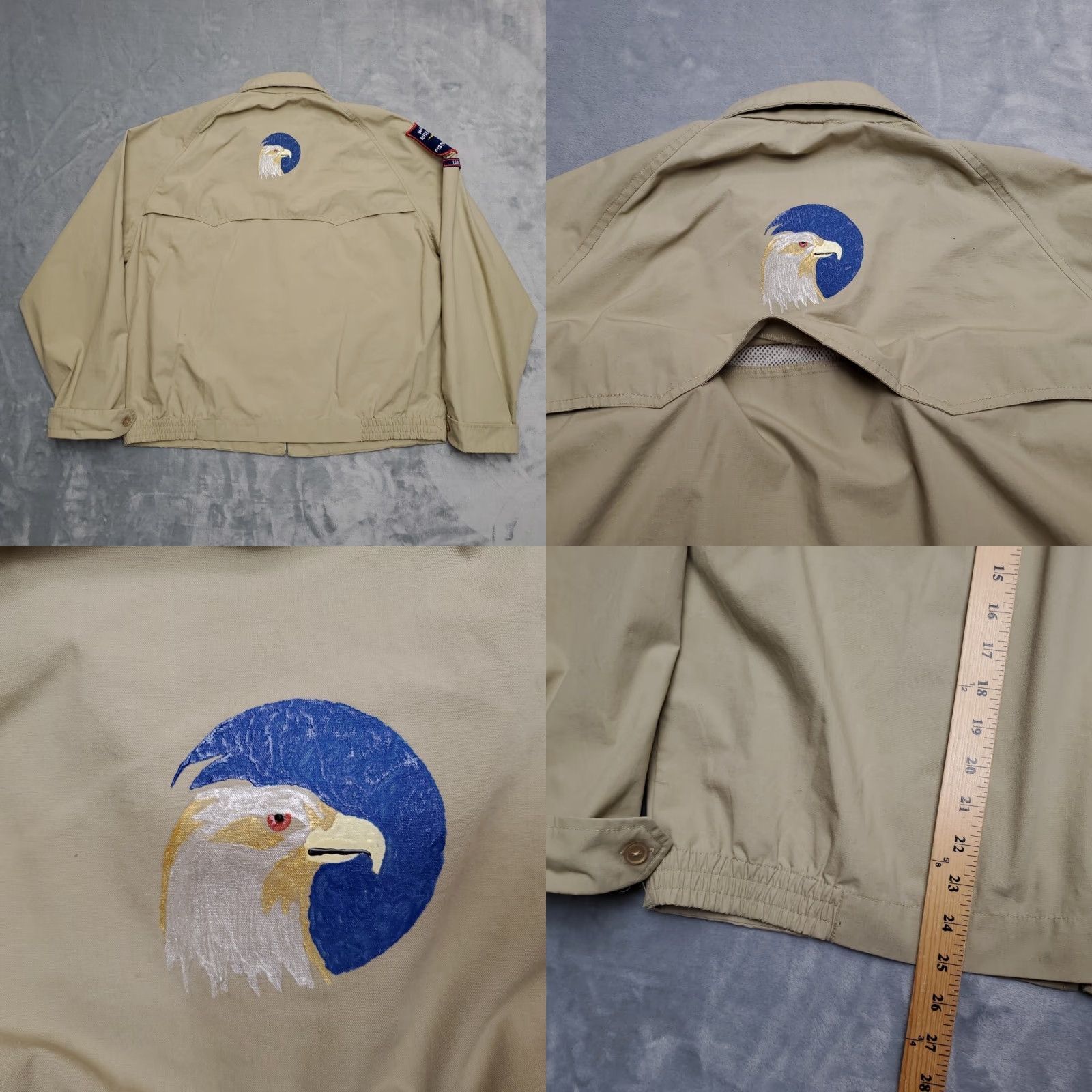 Pistola VINTAGE Remington Bomber Jacket Mens L Khaki Beige Poplin NRA Pistol Outdoor 90s Mens Size US L / EU 52-54 / 3 - 8 Thumbnail