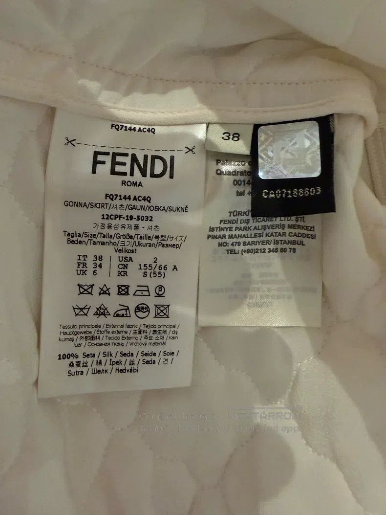 Fendi Fendi White Diamond Quilted Cotton Jacket Skirt Size 25" / US 0 / IT 36 - 4 Thumbnail