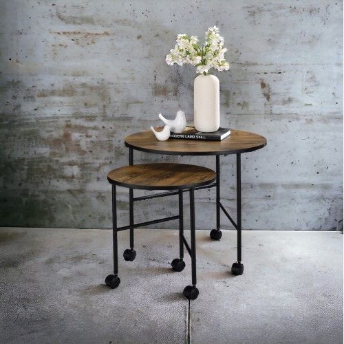 Designer × Homemade ACME Oblis 2Pc Pk Nesting Tables, Vintage Oak 83150 Size US L / EU 52-54 / 3 - 5 Thumbnail