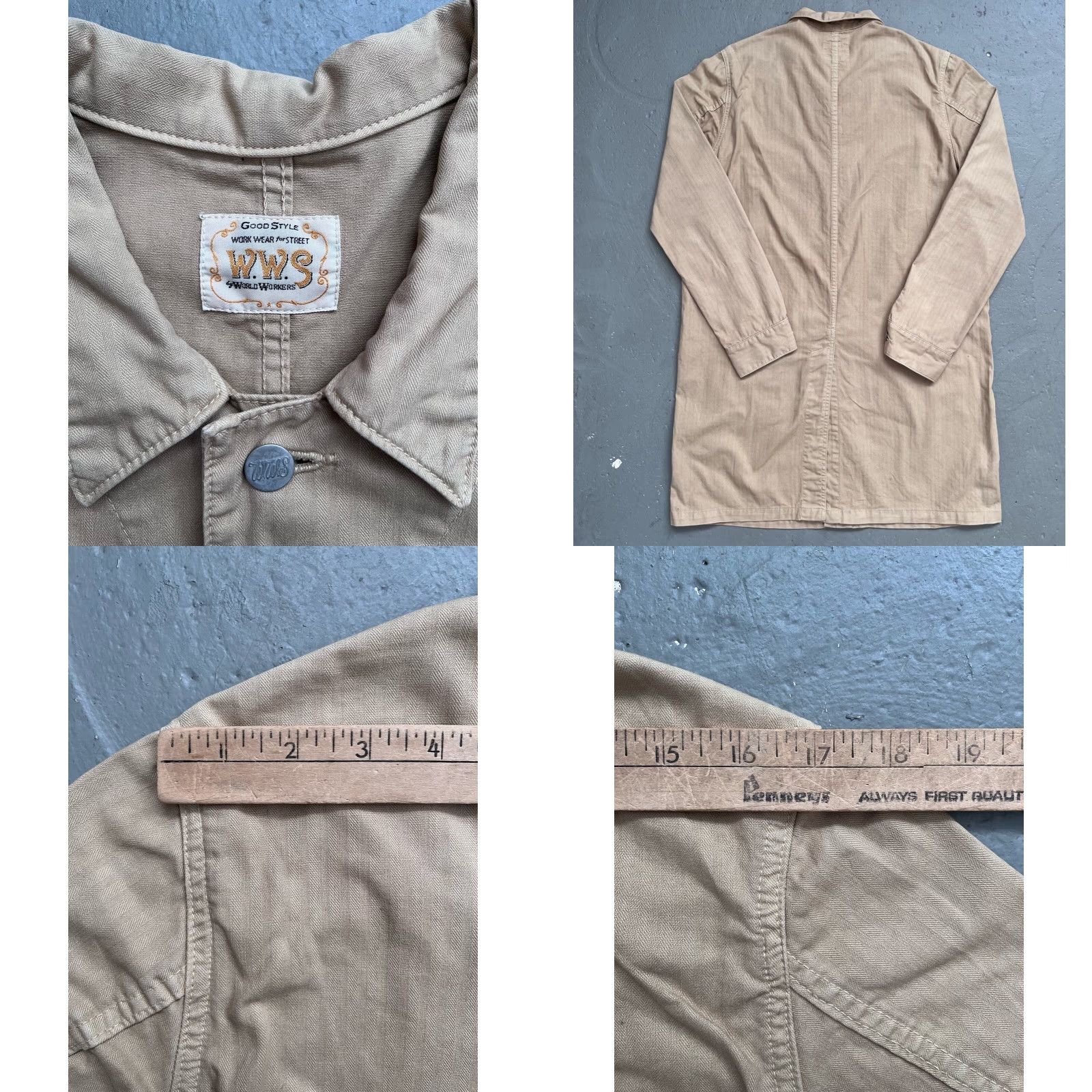 Big John VINTAGE Big John Shirt (Jacket) Men’s M Beige Chore Work Long Jacket HBT Japan Size US M / EU 48-50 / 2 - 8 Thumbnail